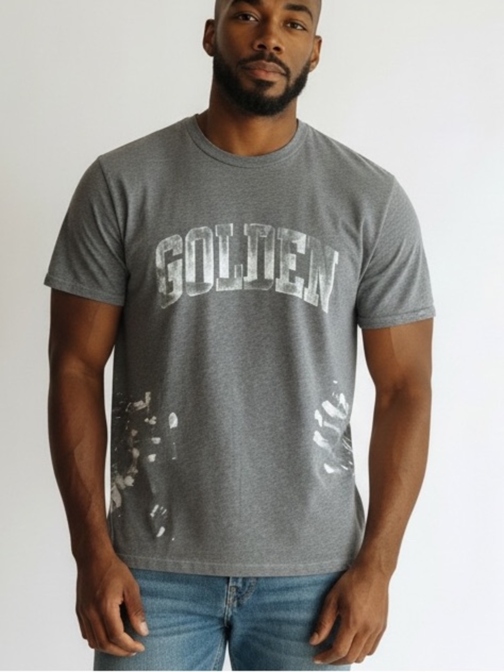 Golden Goose Grey Graphic Crewneck T-Shirt